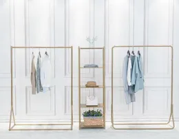 Landing coat hanger Bedroom Furniture Custom color Golden clothing racks in cloth stores Simple display of men's and women's clothes Underground art rack