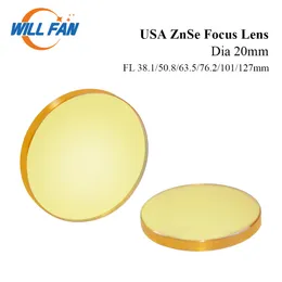 팬 DIA 20MM USA ZNSE 포커스 렌즈 FL 38.1mm 50.8mm 63.5mm 76.2mm 101mm CO2 레이저 조각 기계