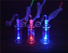 LED Glass Dab Rig Water Pipes Portable Oil Hookahs Inline Stereo Perc Recycler Glass Bongs 10mm glass oil burner bong