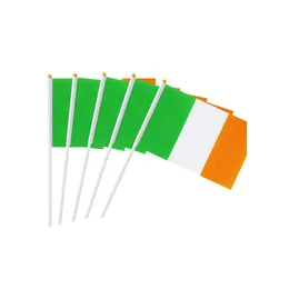 Irish Hand Held Waving Flag for Outdoor Indoor Usage ,100D Polyester Fabric, Make Your Own Flags