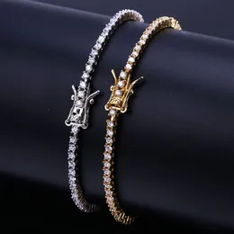 Pulsera de tenis chapada en oro para hombres y mujeres Pulseras de hip-hop de 2,5 mm