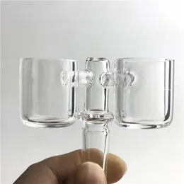 New 25mm Quartz Tank Banger Cannon Nail with Double Heads XL 3mm Thick Flat Top Domeless Quartz Bucket Nails for Glass Smoking