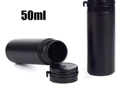 200 Stück 50 ml schwarze PE-Flaschen mit Reiß- und Klappverschluss, Probenflasche, leeres Verpackungsröhrchen, Pillenaufbewahrung, Vitaminbehälter