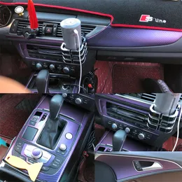لـ Audi A6 C7 2012-2018 مقبض باب لوحة التحكم المركزي الداخلي 3D 5D ملصقات ألياف الكربون