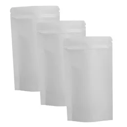 Wysokiej Jakości 13x21cm 100 sztuk Łza Notch Kraft Papier Ciepła Uszczelnienie Stand Up Food Storage White Kraft Zip Torba 140 sztuk
