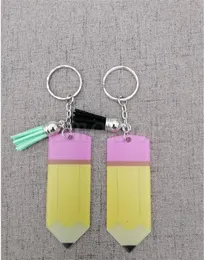 Creative Teachers Day Keychain Fashion Acrylic Pencil Keychain Personalize With Small Tassel Keyring Festival Party Gift DA278