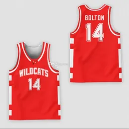 East High School Wildcats #14 Zac Efrontroy Bolton White Red Black Green Classic Basketball Jersey Mens Ed 사용자 정의 번호 이름 Jerseys