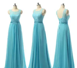 Ny spets och chiffong A Line Bridesmaid Dresses 2019 Scoop Long Wedding Guest Dress Maid of Honor Gowns LD152