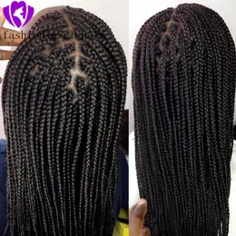 200density Black Box Braids Free Part Brazilian Full Lace Front Wig with Baby Hair Jumbo Braided Wigs for Black Women