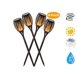 Solar 33LEDs Rasen tanzende Flamme Fackel Lichter Radar Tiki LE Landschaft Garten Camp Flamme Lampe flackernde Glühbirne tanzen Rasenlampen P