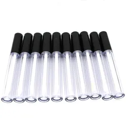 10pcs 3ml Plastic Frosted Empty Lipgloss Tube n black Lid,Clear Plastic Cosmetic Lip Gloss Container,Concealer RefillableBottle