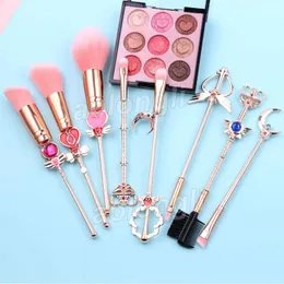 Makyaj fırçaları 8pcs Set Sailor Moon Magical Sakura Sevimli Fırça Kozmetik Yüz Toz Temel Karıştan Allık Kapatıcı Fırçalar2959761 Q240507