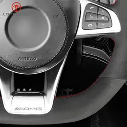 Black Suede Steering Wheel Cover For Mercedes-Benz A45 AMG W205 C43 C63S CLA45 CLS63 GLC 43 c63 GLE43 AMG281H