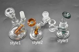 färgglada 14mm mini heady glasbägare oljeplatta bongs mini dab rigg vattenrör tjock tobak rökning vatten hookah