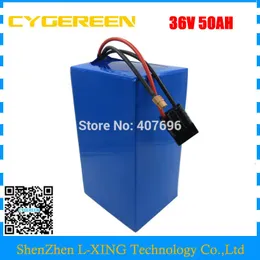 EU US no tax 36V 50AH electric bike battery 36V50AH battery pack use 3.7V 5AH 26650 cell 50A BMS with 5A Charger