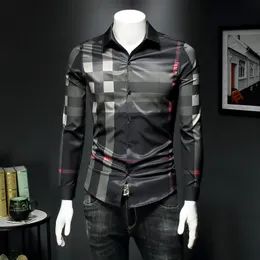2023 새로운 긴팔 격자 무늬 셔츠 남성용 라이트 라이트 스타일 Ruffian 잘 생긴 청소년 비즈니스 캐주얼 봄 얇은 셔츠 아시아 사이즈 S-5XL
