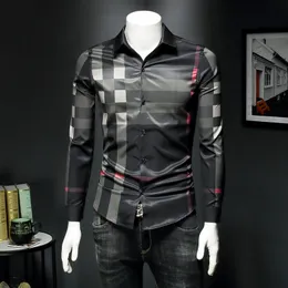 2023 nuova camicia a quadri a maniche lunghe da uomo leggera stile familiare ruffian bella gioventù business casual camicia sottile primavera taglia asiatica S-5XL