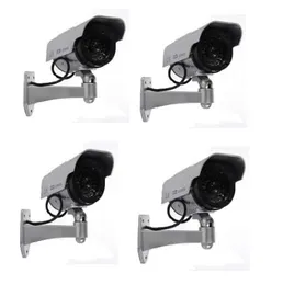 4X Flashing Light Dummy Fake Security Surveillance Camera solar power CCTV