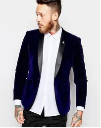 Lila sammet brudgum tuxedos svart sjal lapel groomsmen bröllop klänning höst vinter stil män formell fest prom kostym (jacka + byxor + bowstie) 89