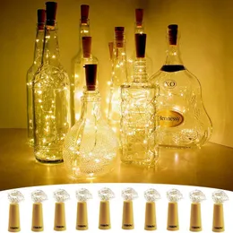 Färgrik 1m 10LED / 2M 20LED LAMP Glass Vin LED Koppar Wired String Lights Cork Shaped Bottle Stoppar Light för Party / Home Decoration