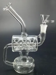 9 pollici di vetro tubi dell'acqua narghilè design unico in linea Perc Percolatore bruciatore a nafta Dab Rig 14mm giunto