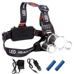 2020 Rechargeable Headlight 13000Lm xmT6 3Led HeadLamp head light Fishing Lamp Hunting Lantern 18650 battery ChargerZZ