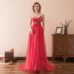 2019 Najnowszy Crystal Appliques A-Line Suknie wieczorowe z Plus Size Prom Dress for Women Formal Party Gown Robe de Soiree Al51