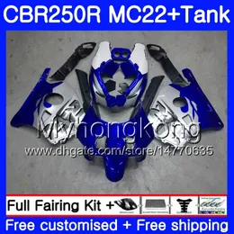 Injektion + tank för Honda CBR 250RR CBR250RR 90 91 92 93 94 263HM.9 MC22 CBR 250 CBR250 RR 1990 1991 1992 1993 1994 Blå Silvery Hot Fairing