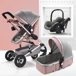 Babywandelwagen 3 in 1 kinderwagen met autostoelreissysteem Babywagen met autostoel Pasgeboren comfort 0 ~ 36 maanden
