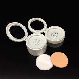 50G/ML Plastic Empty Powder Case W/ Mirror Face Powder Makeup Jar Travel Kit Blusher Cosmetic Makeup Containers W/ Sifter Flip-up Lids Puff