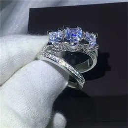 Luxury Crystal Zircon Wedding Ring Set for Women, Fashion 925 Silver Bridal  Sets, Jewelry Promise Love Engagement Rings