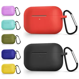 Ultra Thin Soft Silicone Protector Case Cover Sleeve Pouch With Anti-lost Buckle Hook For Airpods 1 2 3 pro Earphone