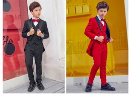 Przystojny dwurzędowy szczyt Lapel Kid Kompletny projektant przystojny chłopak ślubny garnitur chłopcy strój na zamówienie (kurtka + spodnie + krawat + kamizelka) A12