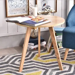 Solid Wood European Style Tea Bord Vardagsrum Möbler Enkelt litet rundbord Trä soffhörn