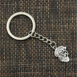 30 Stück/Lot Schlüsselanhänger Schlüsselanhänger Schmuck versilbert Totenkopf Charms Anhänger für Schlüsselzubehör 22x15mm Großhandel