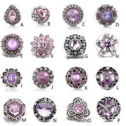 Noosa Ginger Snap Crysal Chunks Purple Crystal Charms 18mm Metal Snap Buttons DIY Snap Bracelete