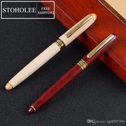 Free Shipping Top Quality Wooden Roller Ball Pen Novelty Stationery Office School Suppliers Metal Signature Wood Ballpoint Pen hot3