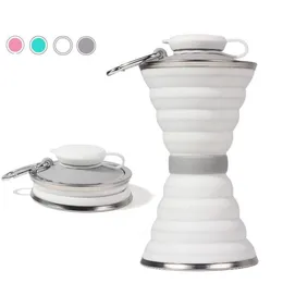 500ml 19oz Collapsble Water Butelka Chowany Fold Fold Portable Food Grade BPA Bezpłatne 500ml Silikonowa Kawa Podróży Kettle