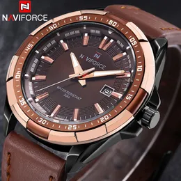 2018 New Naviforce Brand Men Quartz Watches Leather Waterproof Analog Watches Mens Date Casual Clock Rome Time Relogio Masculino Y19051403