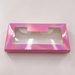 Empty lashes box pink holographic custom private label soft cardboard lashes package hot selling shine and pretty
