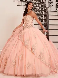 Gorgeous Ball Gowns Quinceanera Dresses Sweet 15 Prom Dress Lace Appliques Beaded Crystal Pageant Party Dress