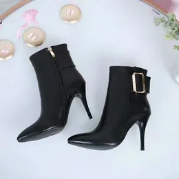 Hot Sale-Well Classic European Style Shoes, Ladies sexy women boots leather letter decoration high-heeled Rubber Bottom shoes free shipping