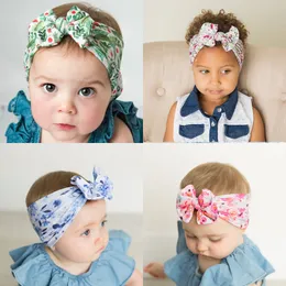 New Europe Baby Girls Bow Headband Kids Bownot Florals Hårband Barn Bandanas Nylon Head Band 11 Färger 15023
