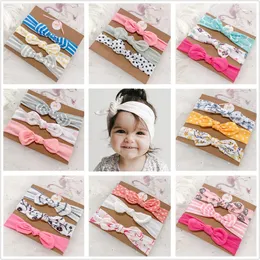 24PCs Girl Baby Headwear Bomull Turban Twist Hair Band Head Wrap Twisted Knot Soft Stripe Headband Polka Dot Headwrap Tillbehör BD0034