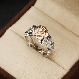 2019 New Rose Gold Color & Silver Color Ring For Women Simple Style Rose Flower Fashion Jewelry Dropshipping