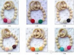 Teethers Natural Wood Circle Baby Play Gym Chew Beech Baby Teething Beads Shower Gift Bed Toys Newborn Teether trottie rattles 20pcs YE016