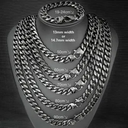 Freemasonry Masoon Mason Chain Cool Mens Wszystkie wypolerowane 316L Stal nierdzewna powłoka próżniowa czarny naszyjnik lub bransoletka N377 B210