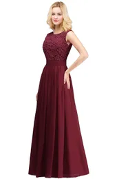 Sexy Jewel Sheer Neck Lace Long Evening Dress Robe De Soiree In Stock Bury Chiffon Appliques Formal Party Dresses Country Side Cps489
