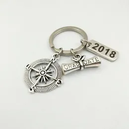 Graduation 2018 Prezent ceremonii Inspirujące prezenty kluczy Kompas Kompas biżuteria Prezent Srebrny prezent urodzinowy