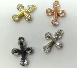 2 Stück rhodiniertes Swarovski-Kristall-Kreuz-Pandant 15 x 25 mm, Ohrringe in Silber, Gold, Roségold und Rotguss